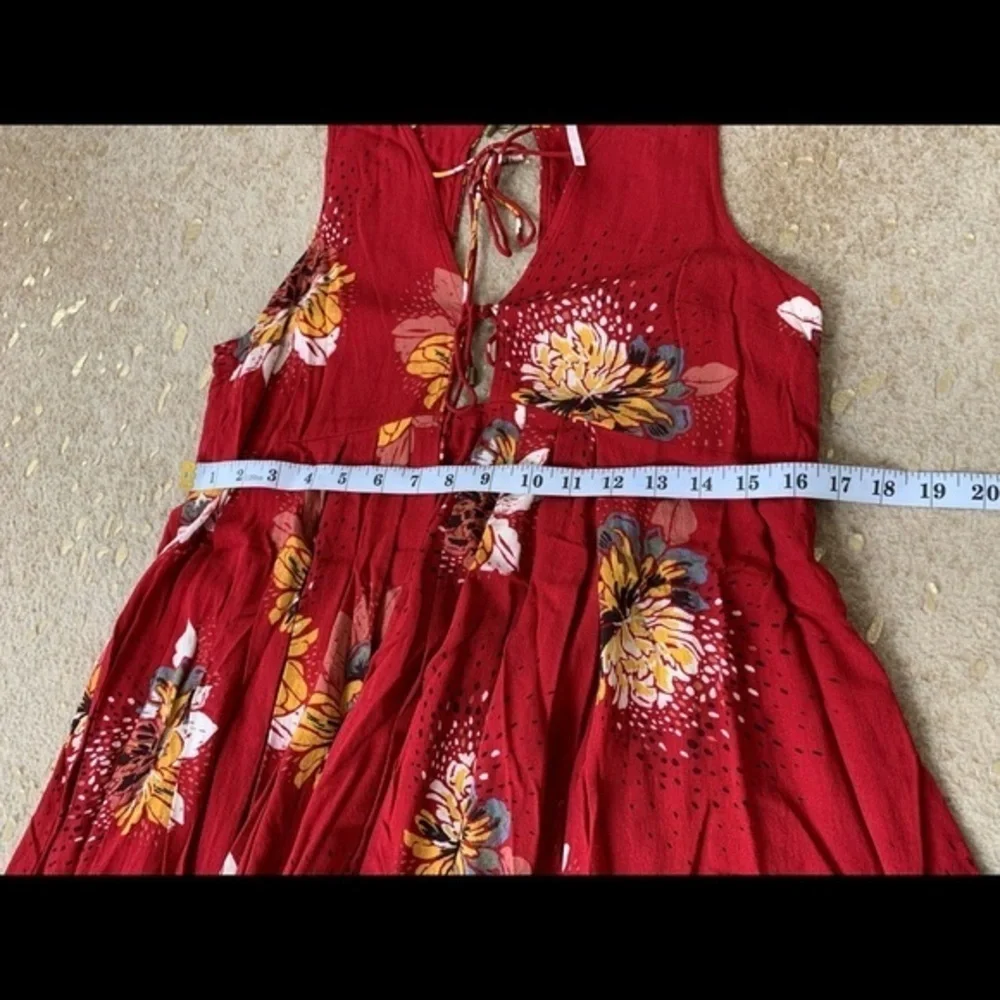 Free People Pleated Floral Sleeveless Top with Open Back